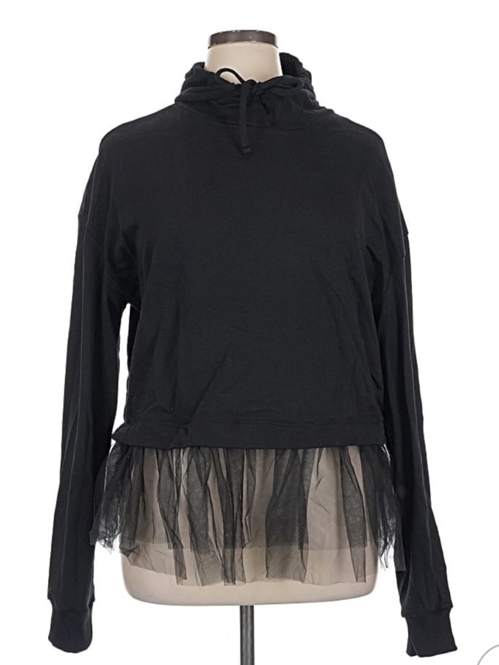 Pilcro Black Sweatshirt with Tulle Trim